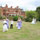crossing the lawn to ceremony